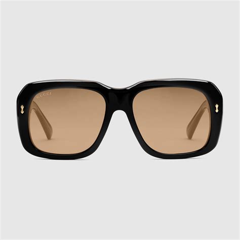 gucci frame plastic grey fade rectangular|Rectangular frame sunglasses in grey acetate.